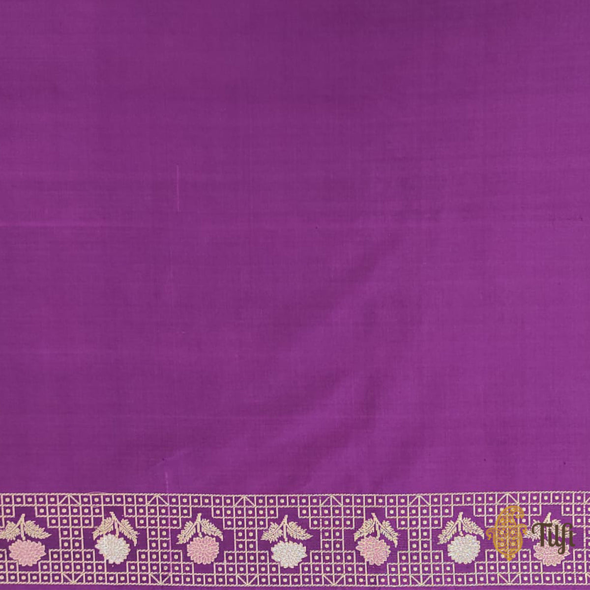 Pre-Order: &#39;Immortal Blossoms&#39; Deep Magenta Pure Katan Silk Banarasi Handloom Saree