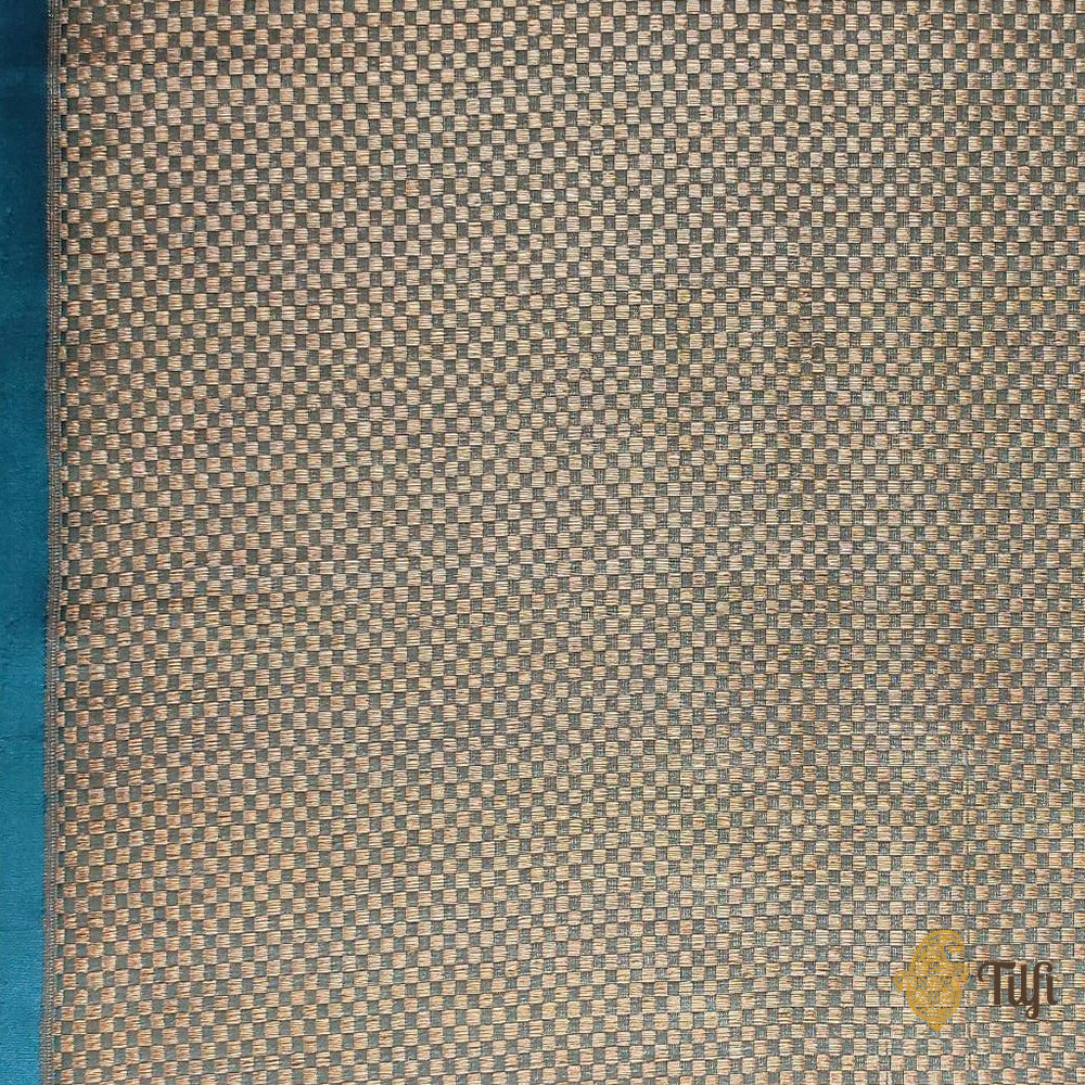 Pre-Order: Yellow-Blue Pure Kora Silk Tissue Banarasi Handloom Saree