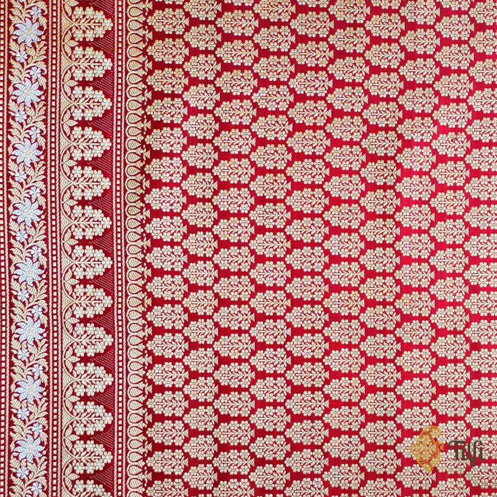 Pre-Order: &#39;Maya&#39; Red Pure Soft Satin Silk Banarasi Handloom Saree