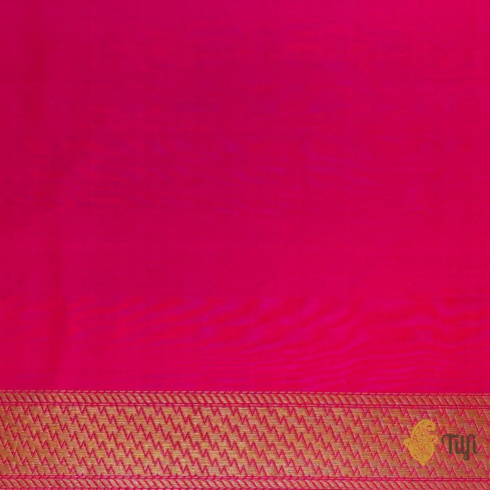 Pre-Order: Red-Rani Pink Pure Katan Silk Banarasi Handloom Saree