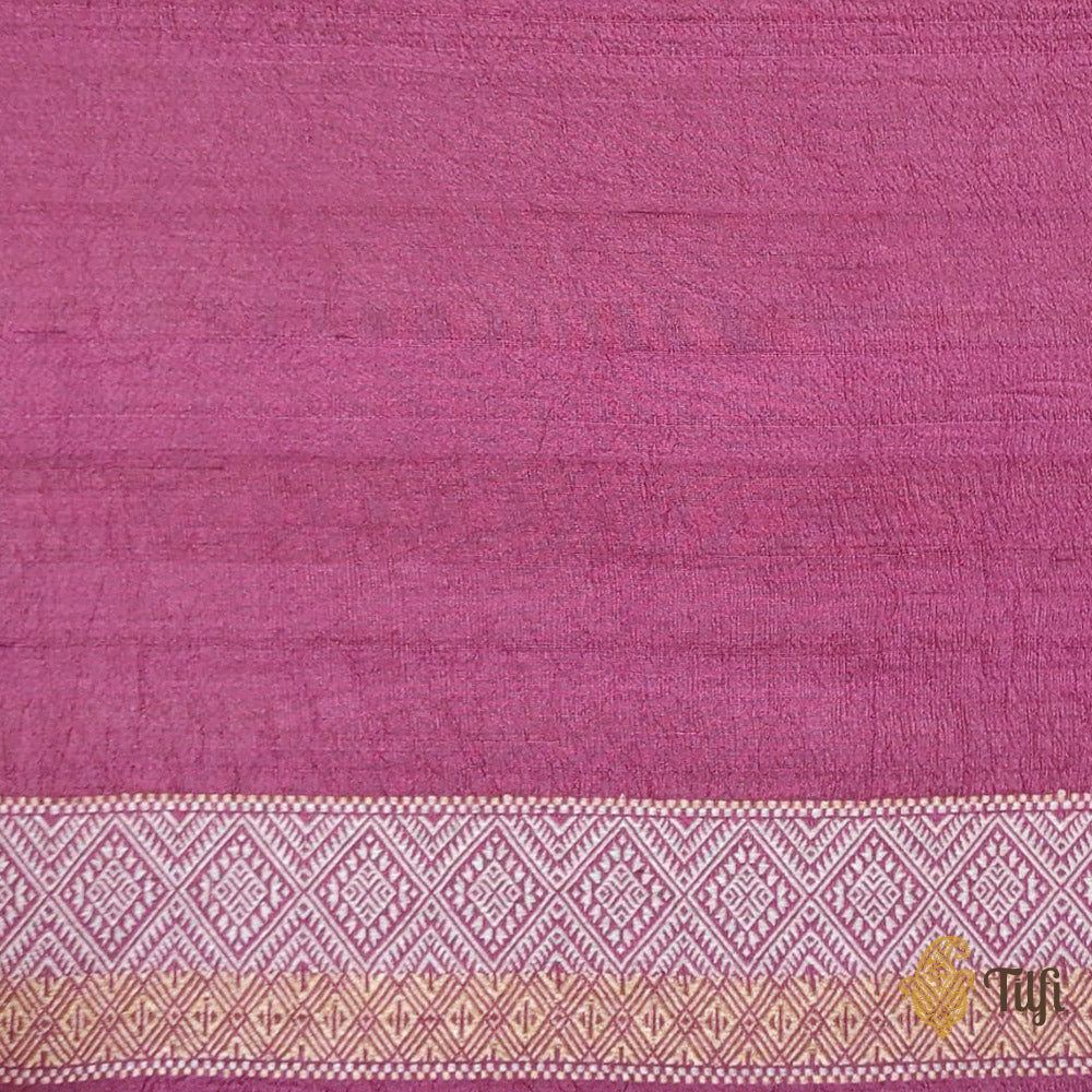 Onion Pink Ombré Pure Tussar Georgette Silk Banarasi Handloom Saree