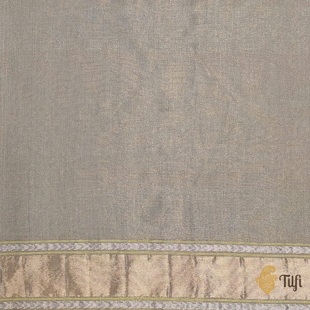 Light Sage Green Pure Cotton Tissue Banarasi Handloom Saree