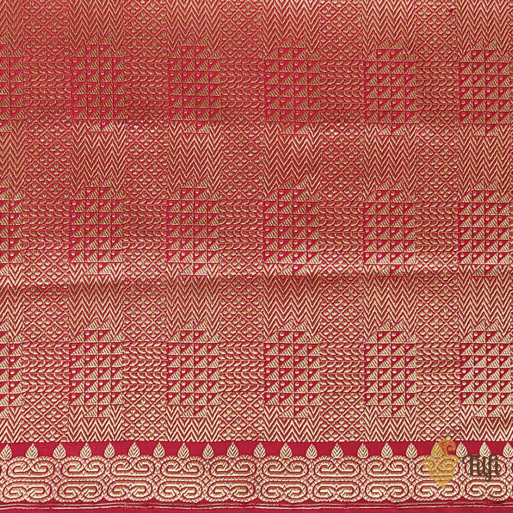 Red Pure Satin Silk Banarasi Handloom Saree