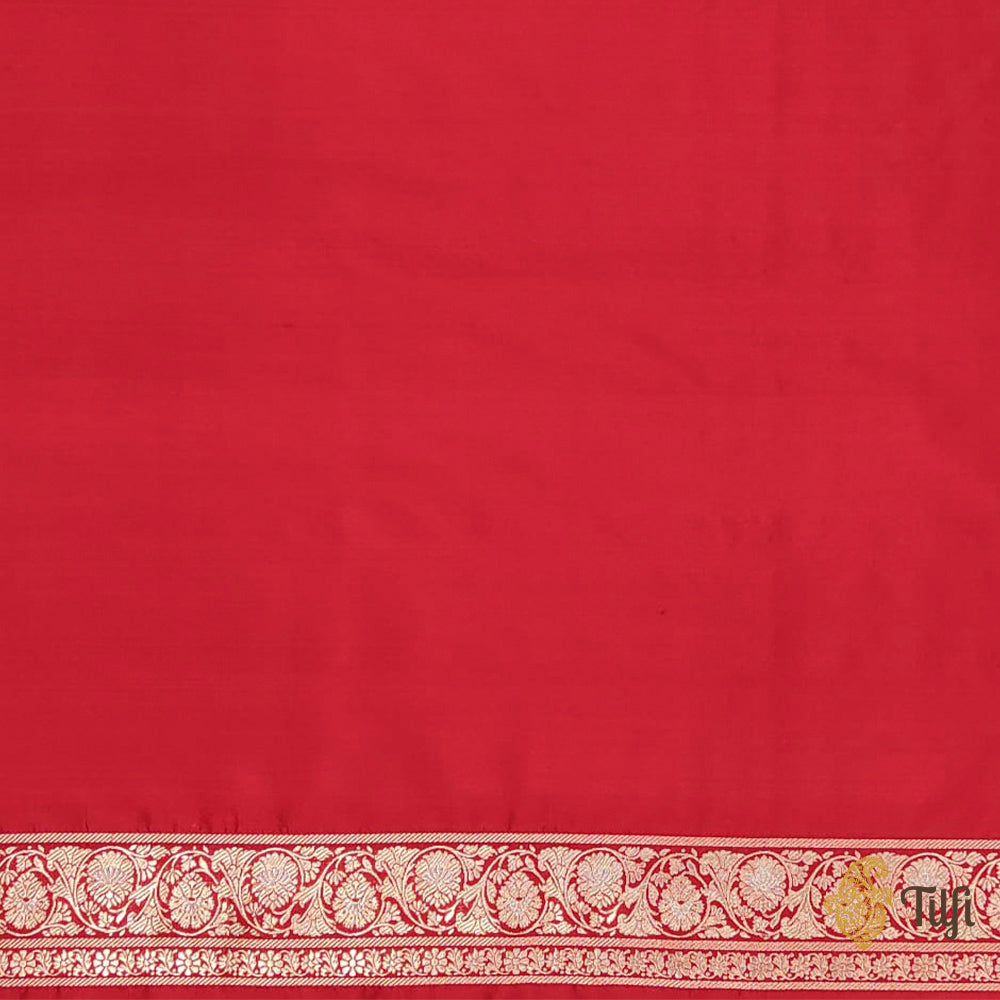 &#39;Hasanthi&#39; Red Pure Katan Silk Banarasi Handloom Saree