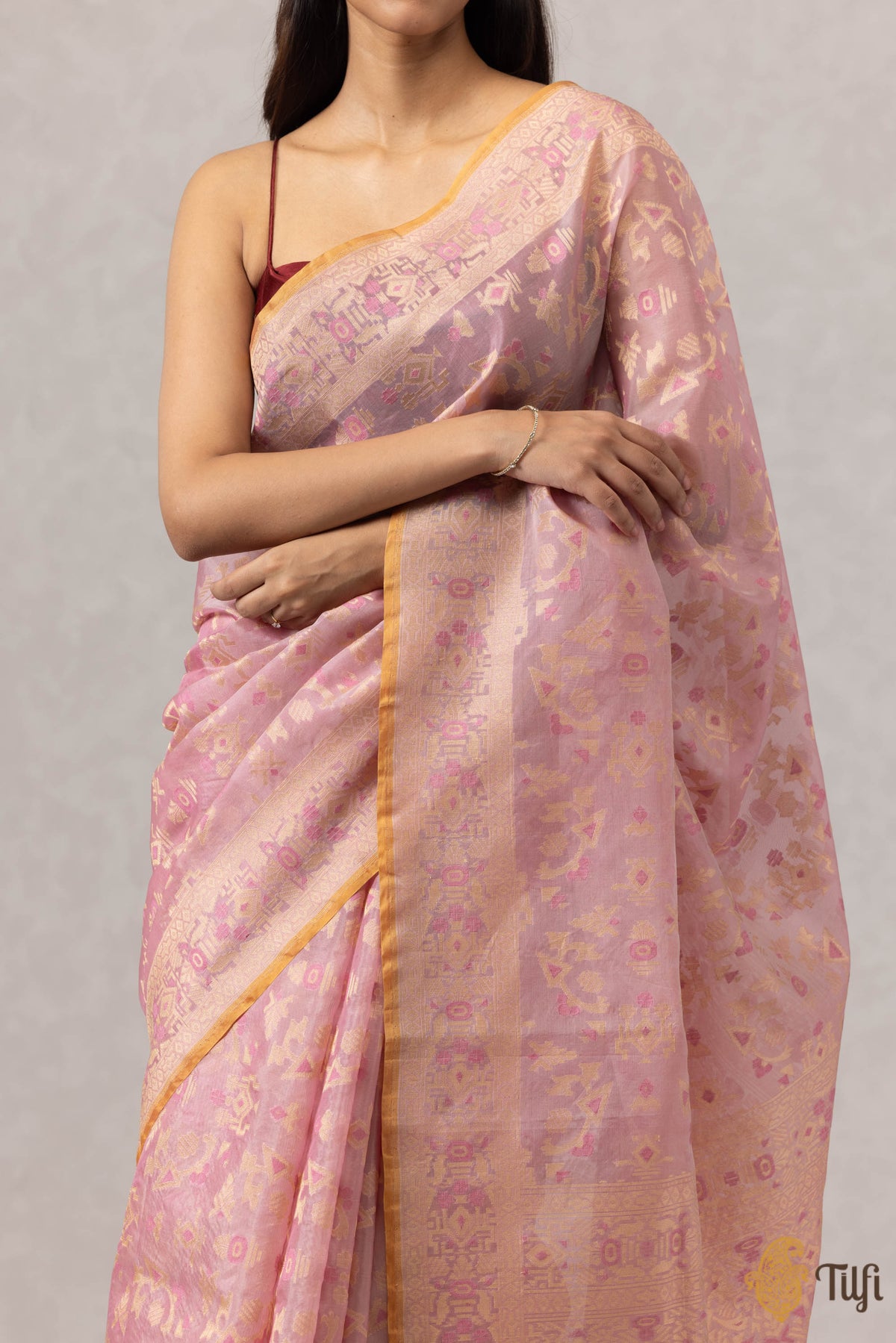 Pre-Order: Pink Pure Kora Silk Banarasi Handloom Saree