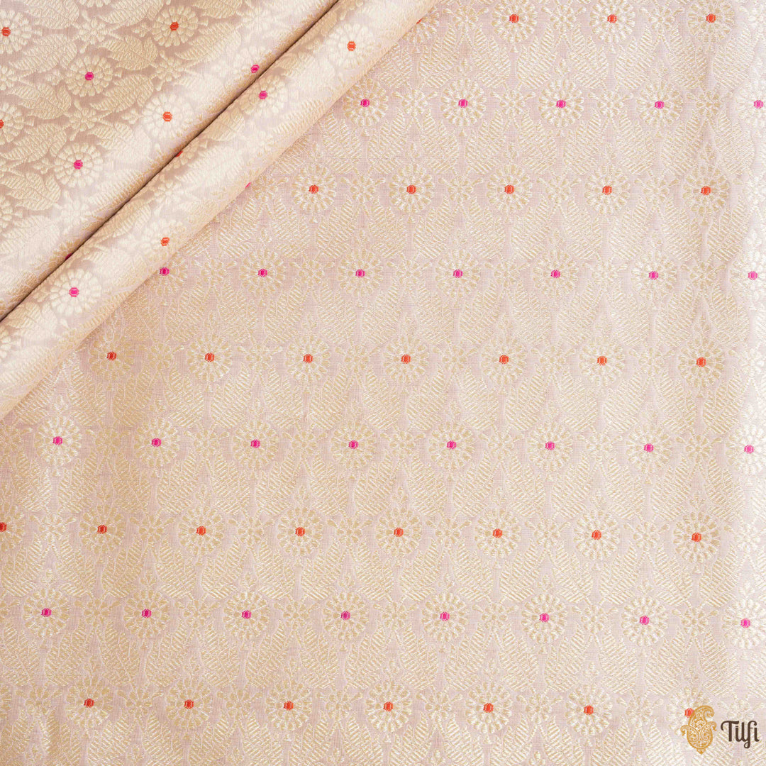 Soft Nude Pink Pure Katan Silk Banarasi Handloom Fabric
