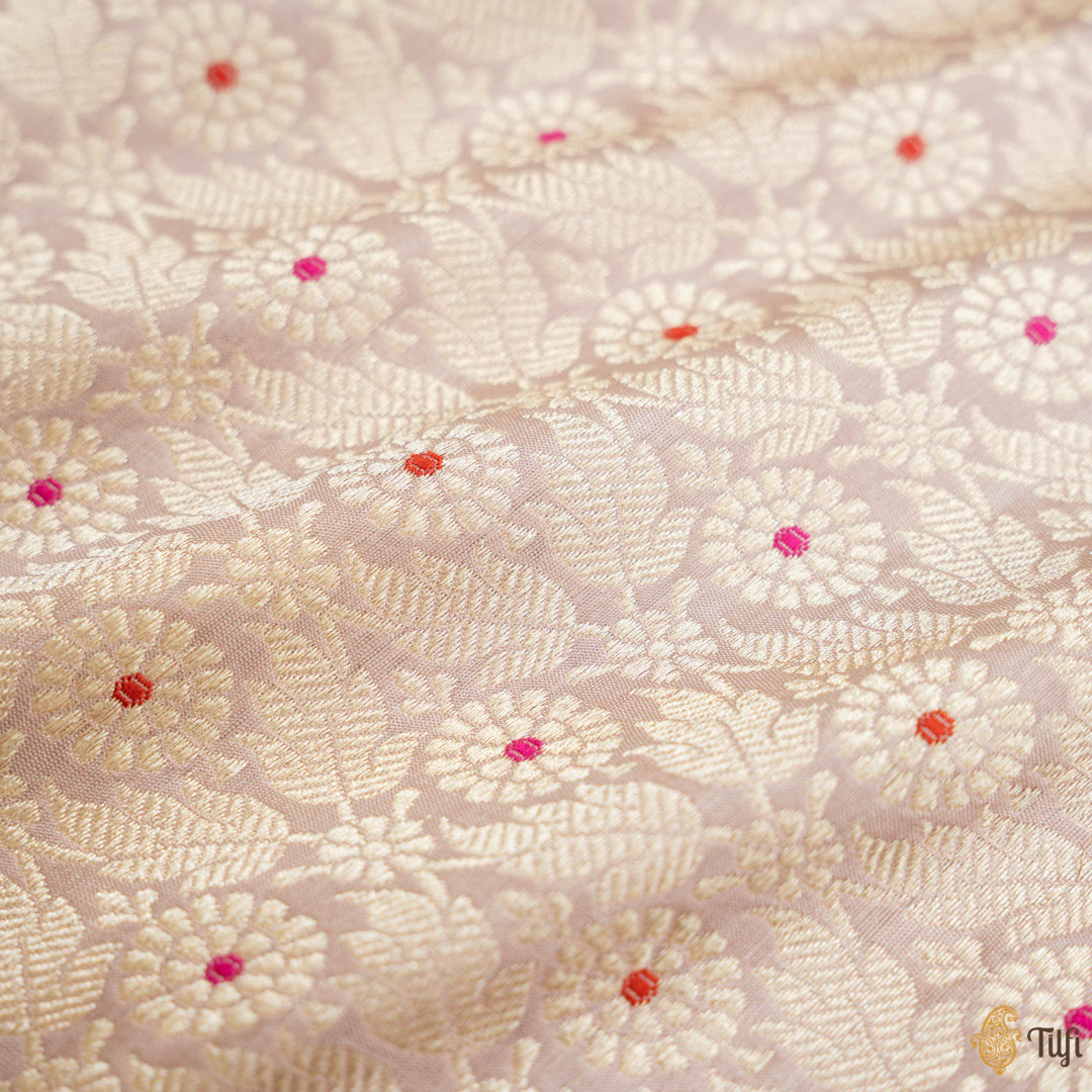 Soft Nude Pink Pure Katan Silk Banarasi Handloom Fabric