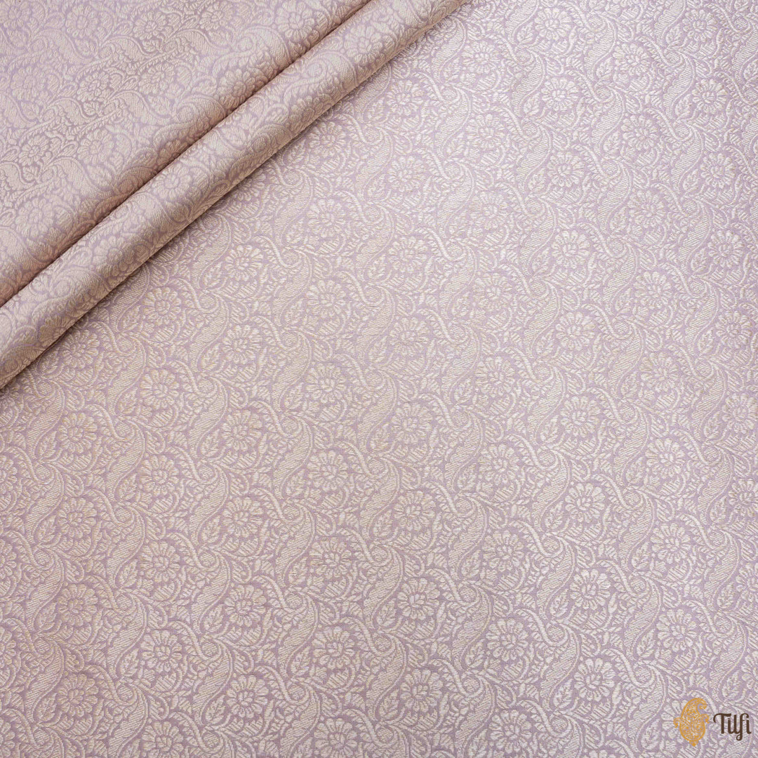 Pastel Mauve Pure Katan Silk Banarasi Handloom Fabric