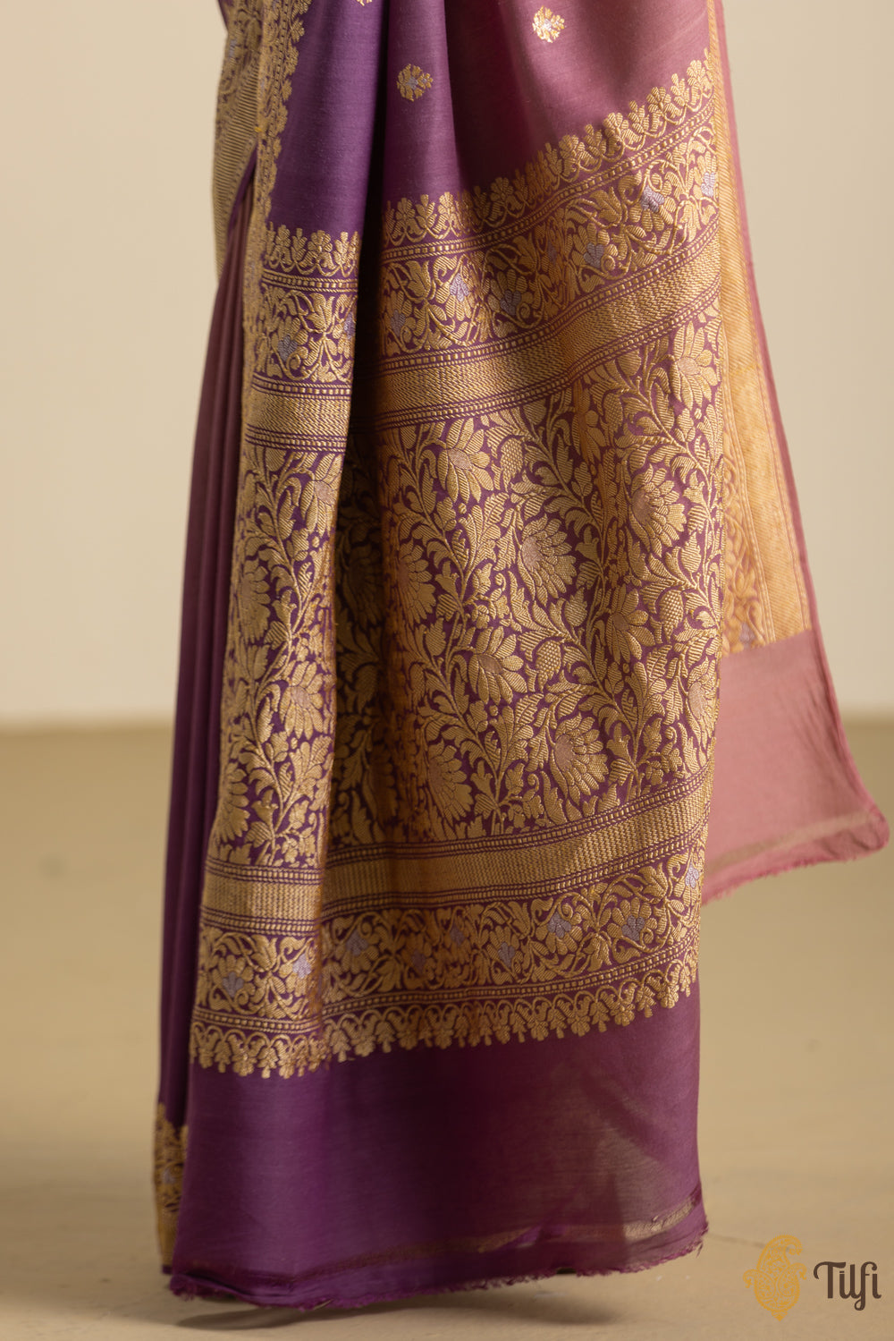 Old Rose-Purple Pure Monga Silk Banarasi Handloom Saree