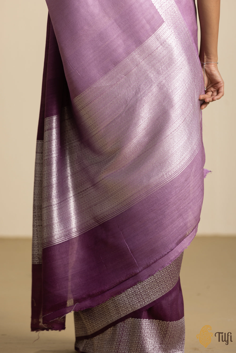 Pre-Order: Purple-Lilac Ombr√© Pure Tussar Georgette Silk Banarasi Handloom Saree