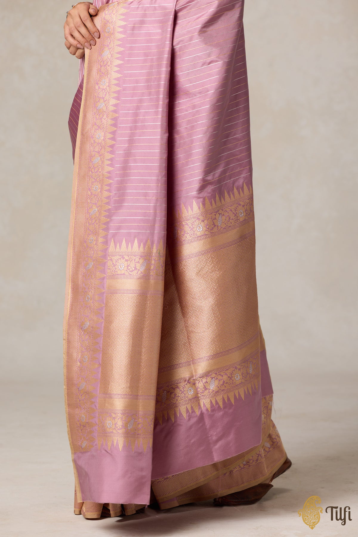 Light Mauvish Pink Pure Katan Silk Banarasi Handloom Saree