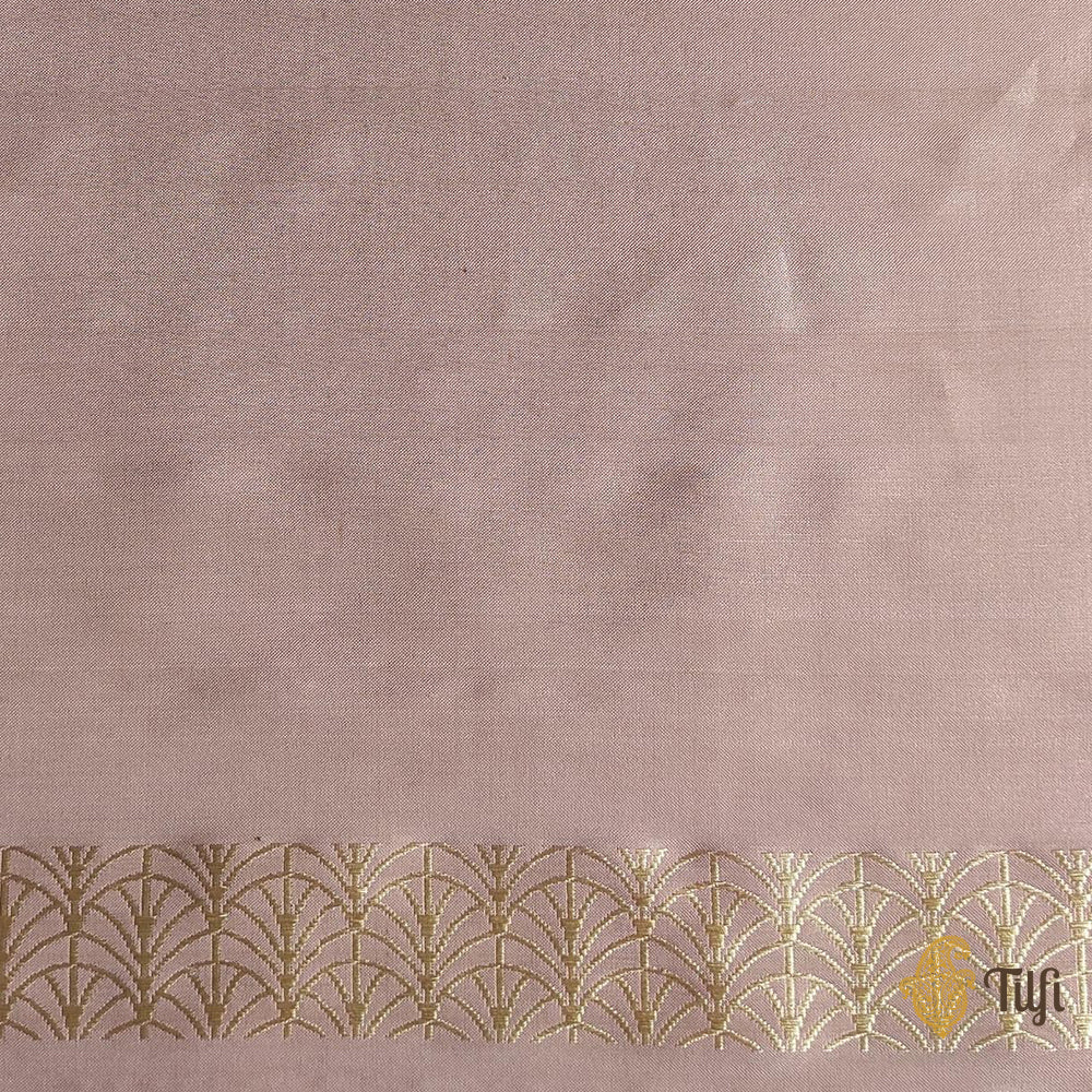 Pre-Order: Pink-Gold Pure Ektara Silk Tissue Banarasi Handloom Saree