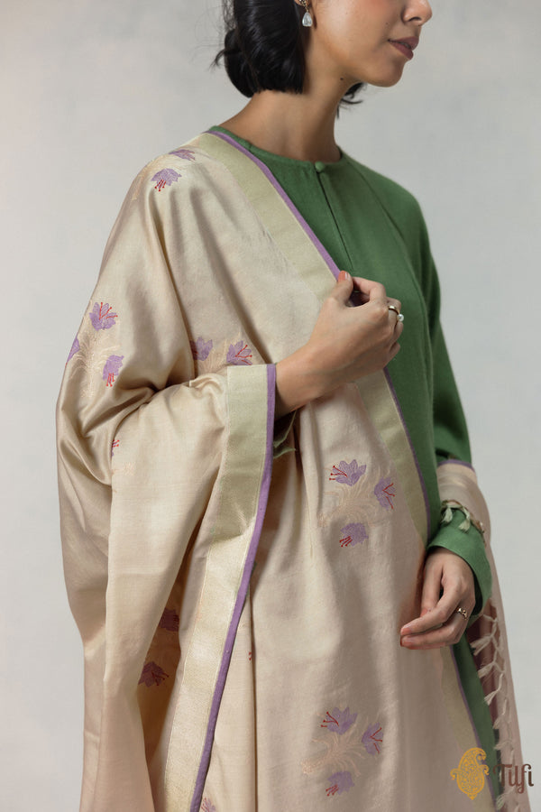 Teal Woven Design Banarsi Silk Dupatta