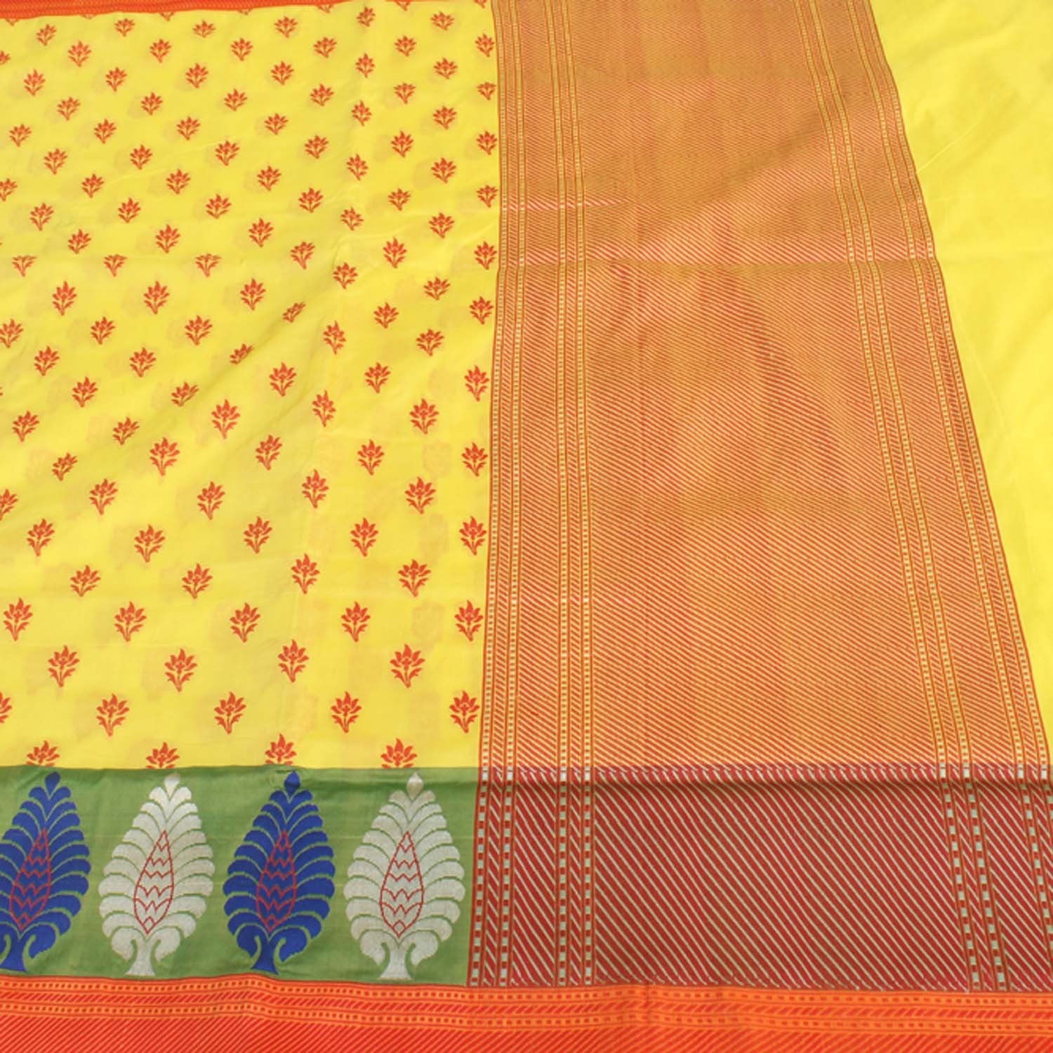 Yellow Pure Silk Georgette Banarasi Handloom Saree - Tilfi - 1