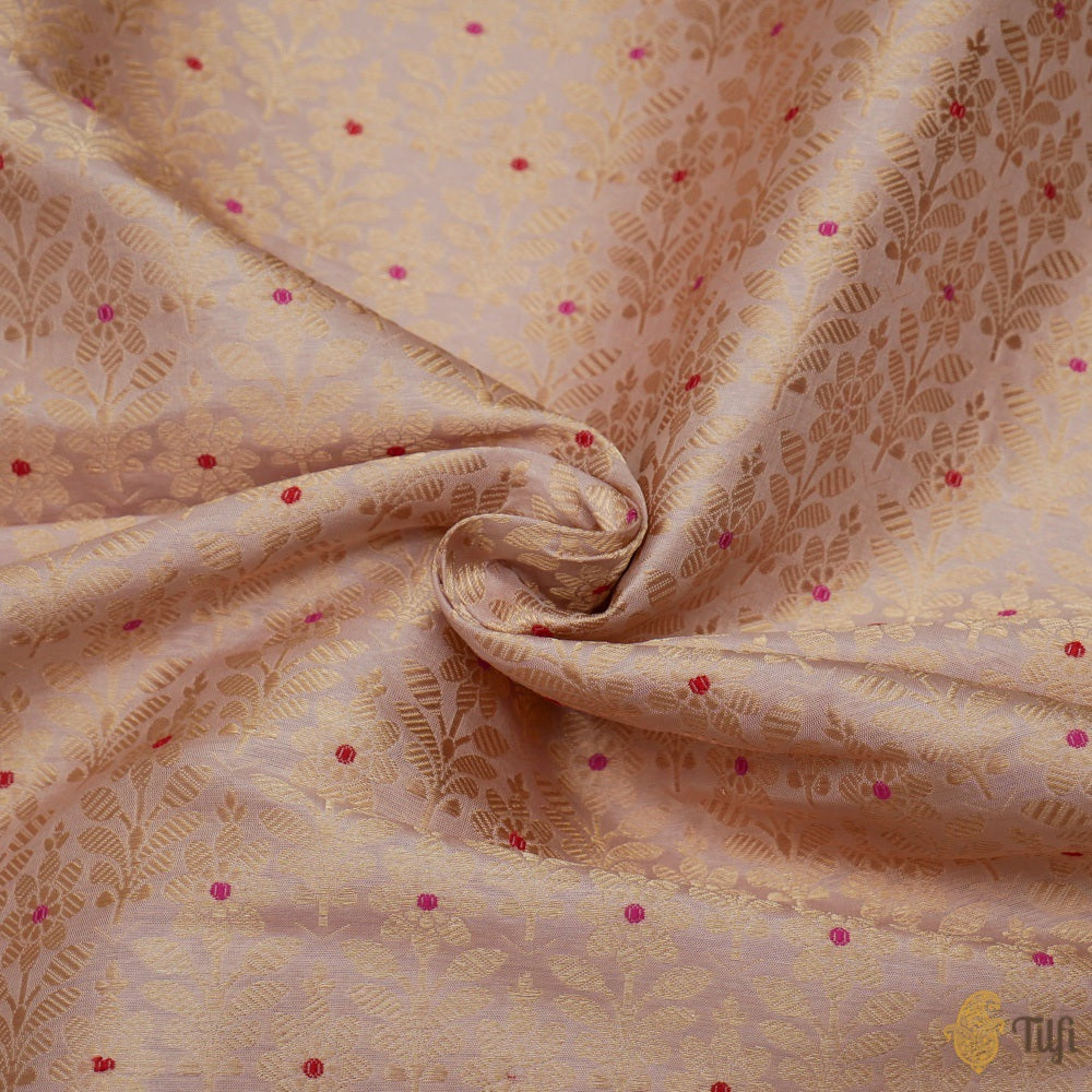 Light Nude Pink Pure Katan Silk Banarasi Handloom Fabric