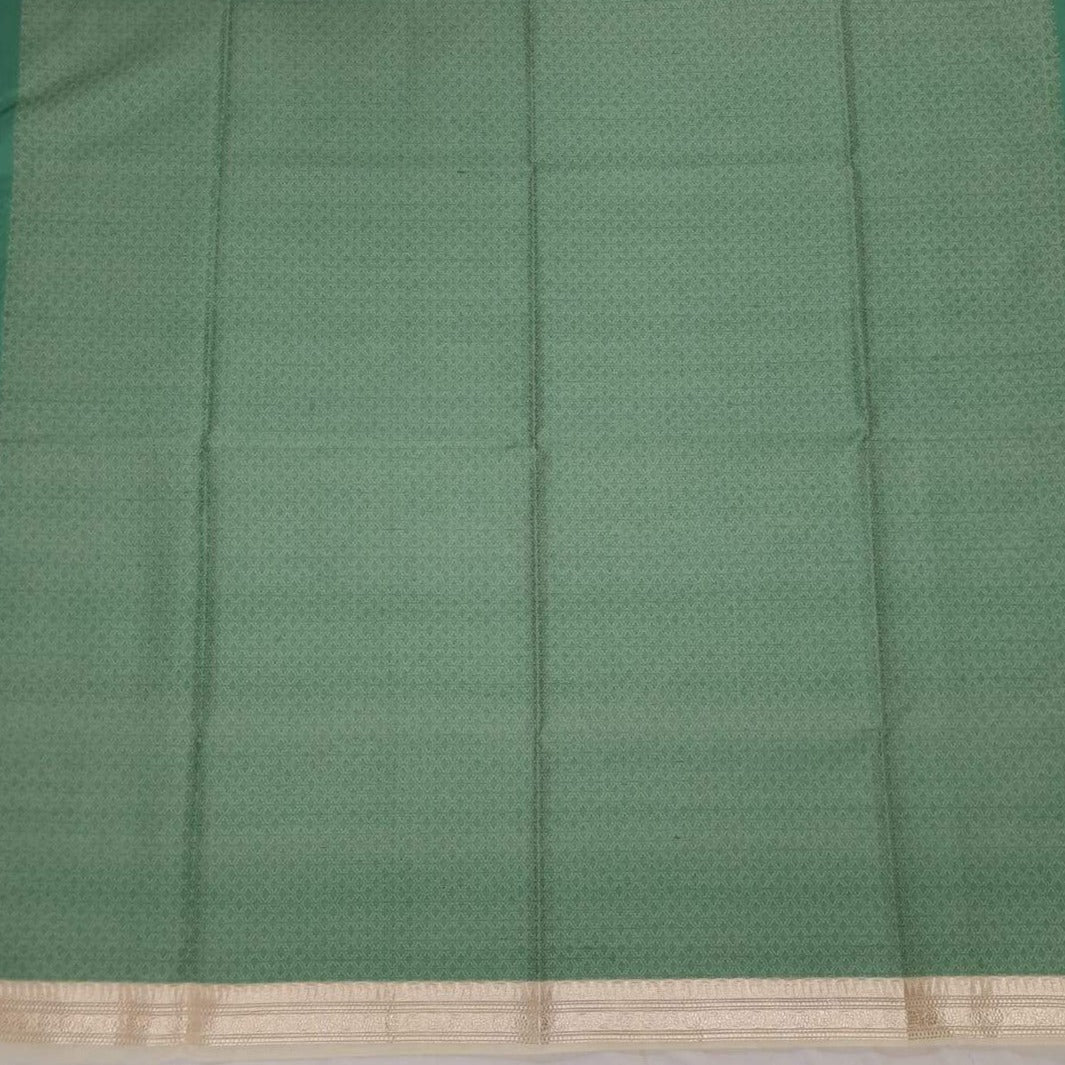 &#39;Vaisakha&#39; Mint Yellow Pure Kora Silk Banarasi Handloom Saree