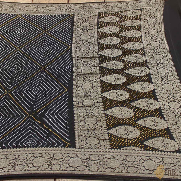 Black Georgette Zari Weave Bandhani Dupatta DP95