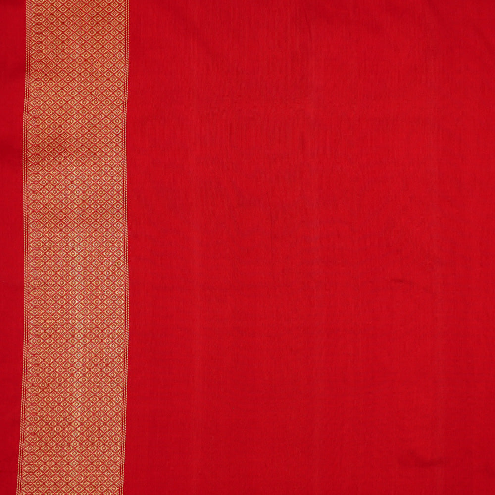 &#39;Urvashi&#39; Red Pure Katan Silk Banarasi Handloom Saree