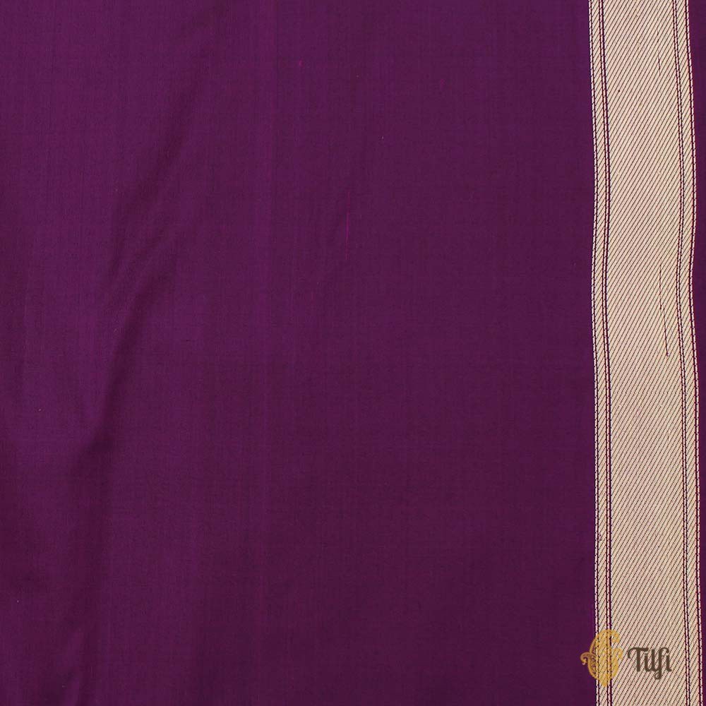 &#39;Kashi&#39; Black-Magenta Pure Katan Silk Banarasi Handloom Saree