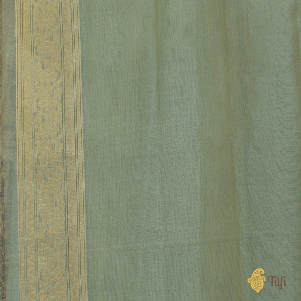 Light Sage Green Pure Kora Silk Banarasi Handloom Saree