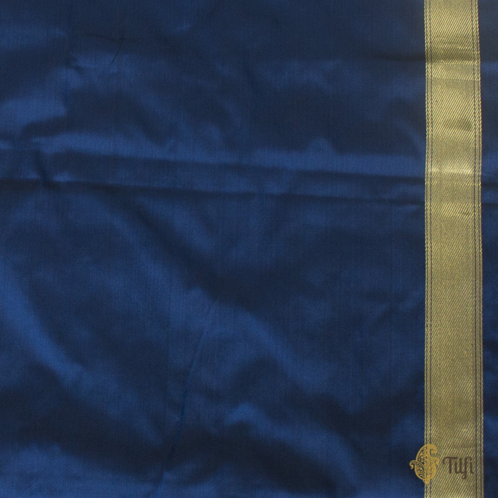 &#39;Kashi&#39; Midnight Blue Pure Katan Silk Banarasi Handloom Saree