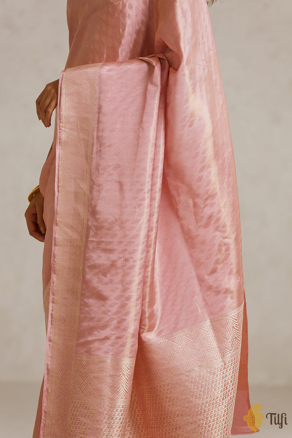 Pre-Order: Pink-Gold Pure Katan Silk Tissue Banarasi Handloom Saree