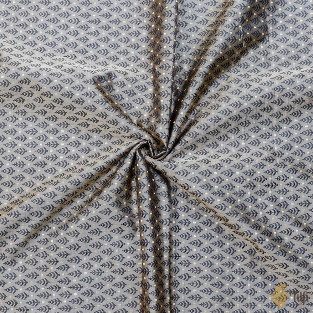 Beige Pure Soft Satin Silk Banarasi Handloom Fabric
