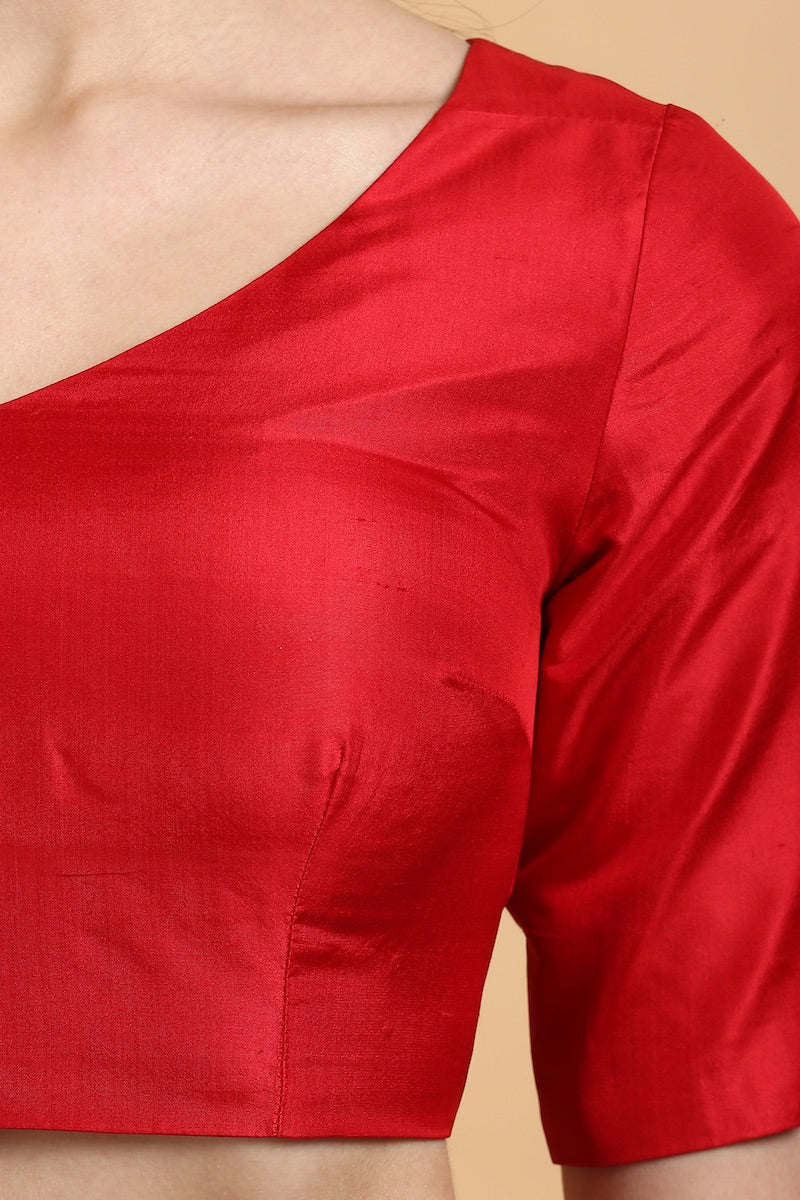 Red Silk Tassel Detail Blouse