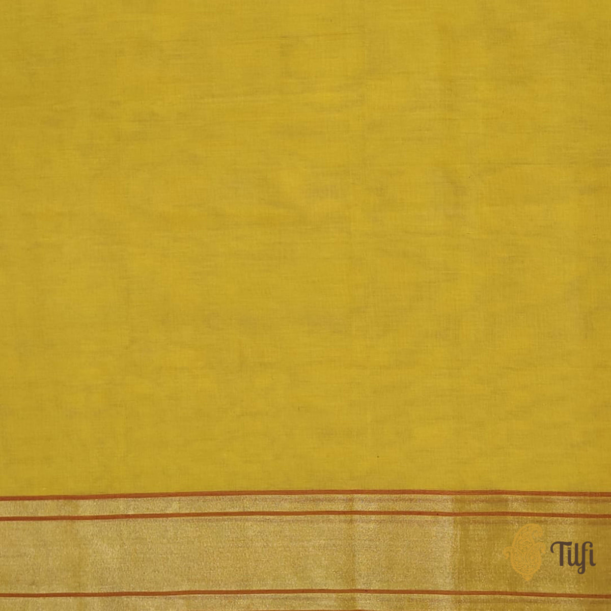 &#39;Meera&#39; Yellow Pure Cotton Jamdani Real Zari Banarasi Handloom Saree