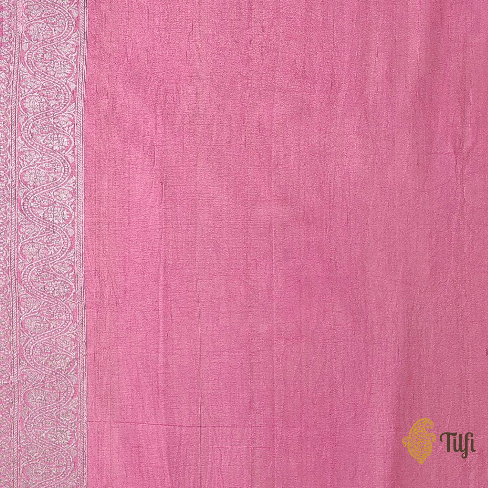 Pink Pure Tussar Georgette Banarasi Handloom Saree