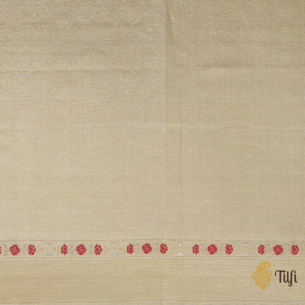 &#39;Nadira&#39; Gold Pure Katan Silk Tissue Real Zari Banarasi Handloom Saree