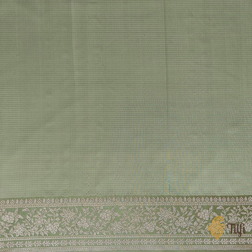 Pastel Sage Green Pure Katan Silk Banarasi Handloom Saree