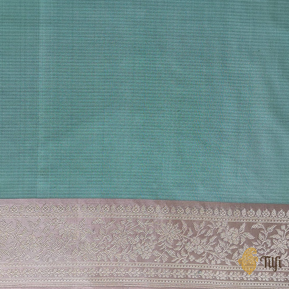 Dusty Blue-Pink Pure Katan Silk Banarasi Handloom Saree