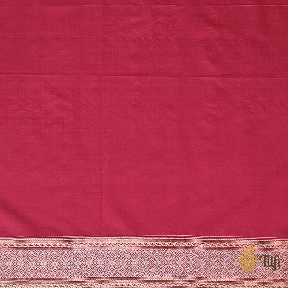 &#39;Asha&#39; Rust Red Pure Katan Silk Banarasi Handloom Saree