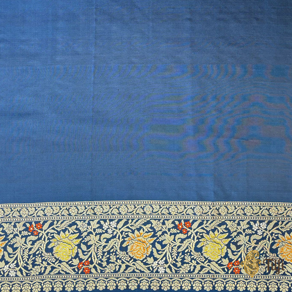 Pre-Order: Midnight Blue Pure Katan Silk Banarasi Handloom Saree