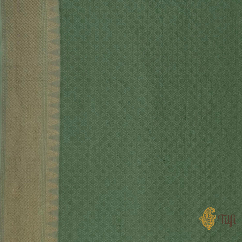 Mint Green Pure Kora Silk Banarasi Handloom Saree