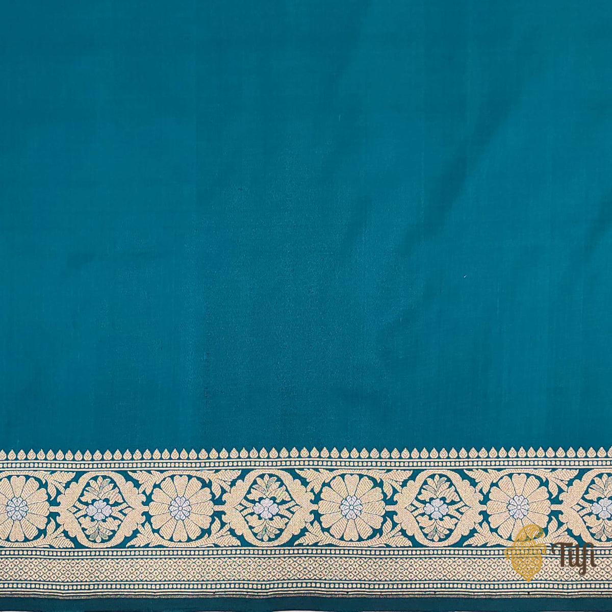&#39;Arya&#39; Deep Turquoise Pure Katan Silk Banarasi Handloom Saree