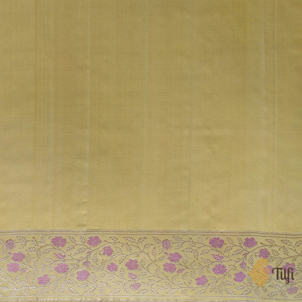 &#39;Sweet Osmanthus&#39; Yellow Pure Katan Silk Banarasi Saree