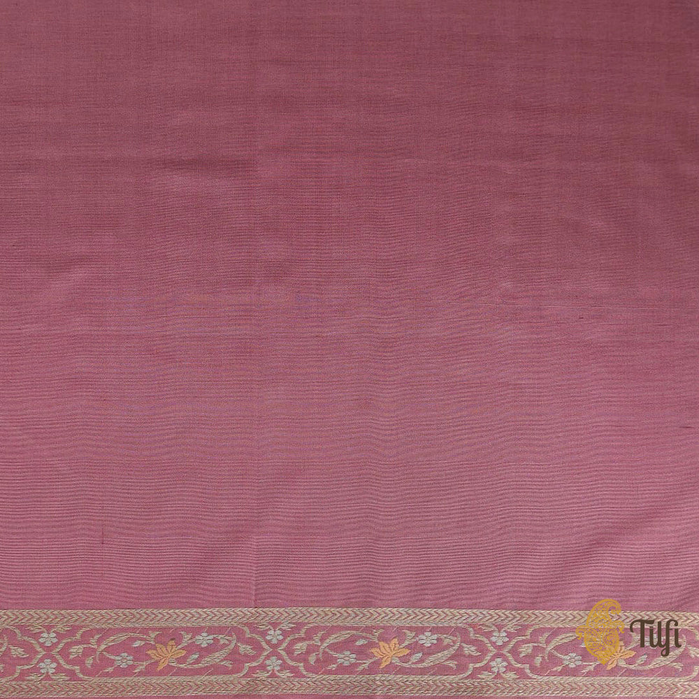 &#39;Shanta&#39; Pink Pure Katan Silk Banarasi Handloom Saree