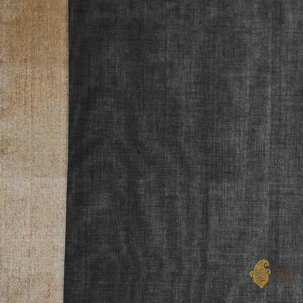 Pre-Order: &#39;Reflections&#39; Black Pure Cotton Banarasi Jamdani Handloom Saree