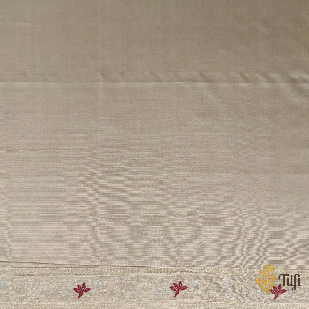 Pre-Order: &#39;Shanta&#39; Beige Pure Katan Silk Banarasi Handloom Saree