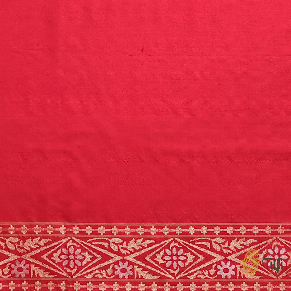 &#39;Shambhavi&#39; Red Pure Katan Silk Real Zari Banarasi Handloom Saree