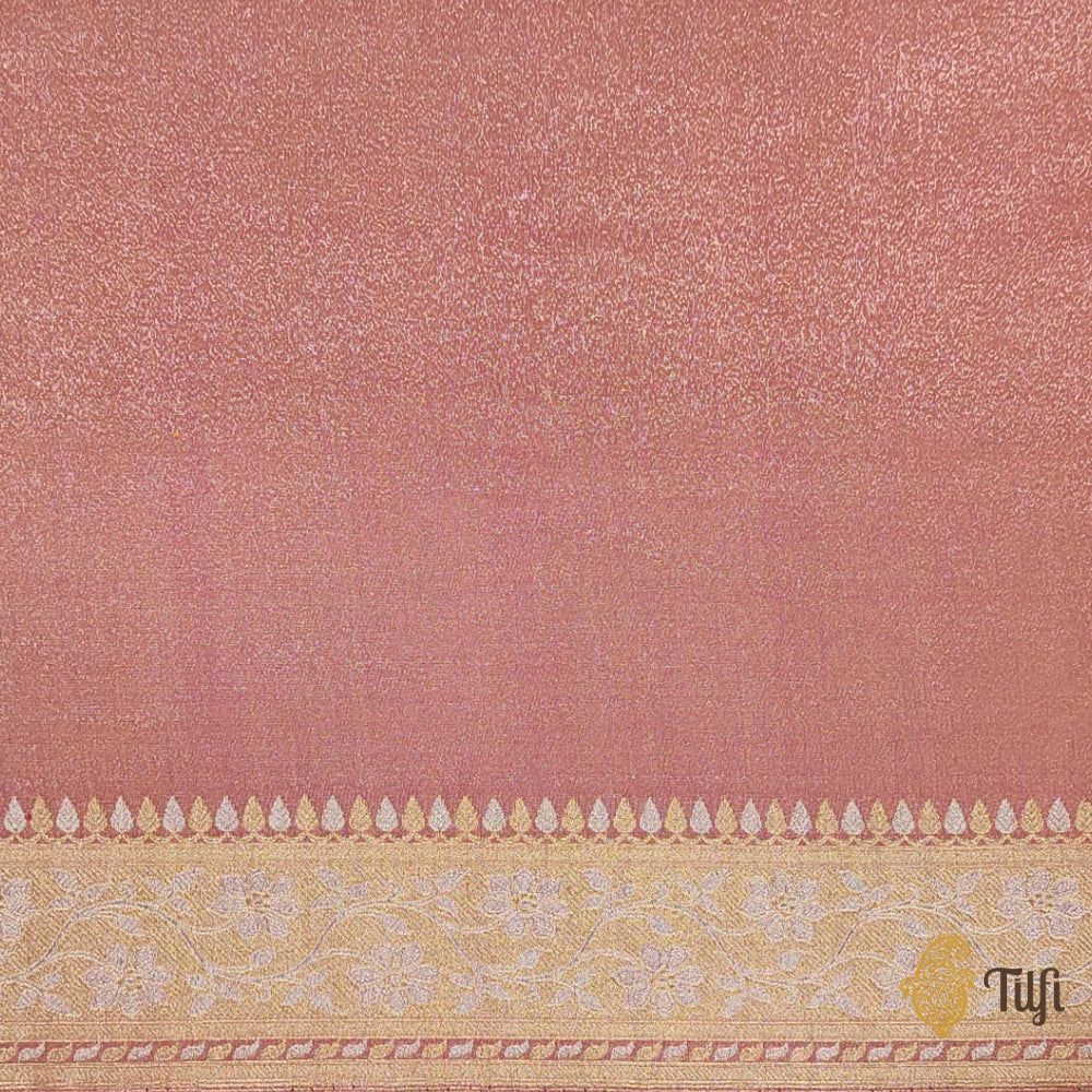 &#39;Aurumi&#39; Soft Peach Pure Katan Silk Tissue Banarasi Handloom Saree