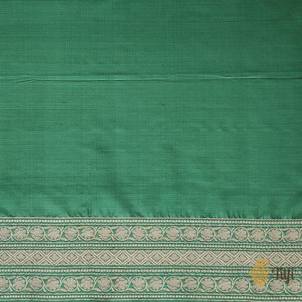 Sage Green Pure Katan Silk Banarasi Shikargah Handloom Saree