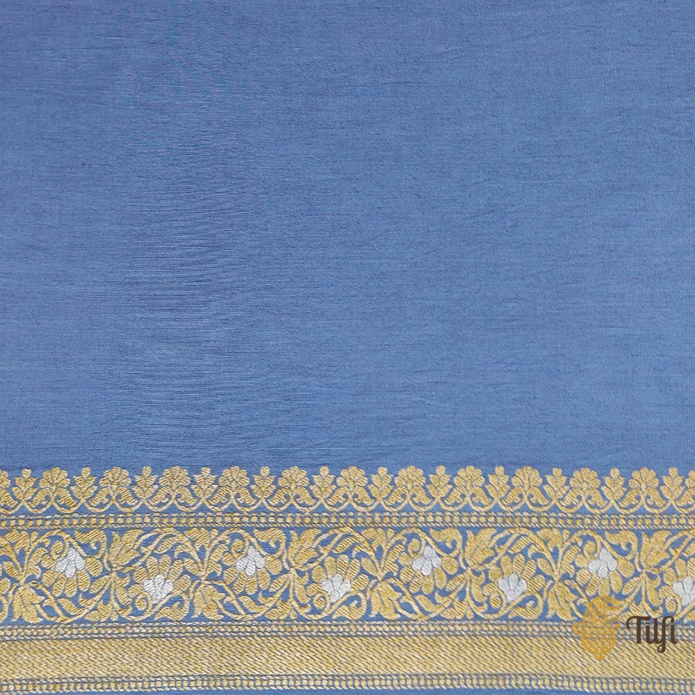 Pre-Order: Blue Pure Monga Silk Banarasi Handloom Saree