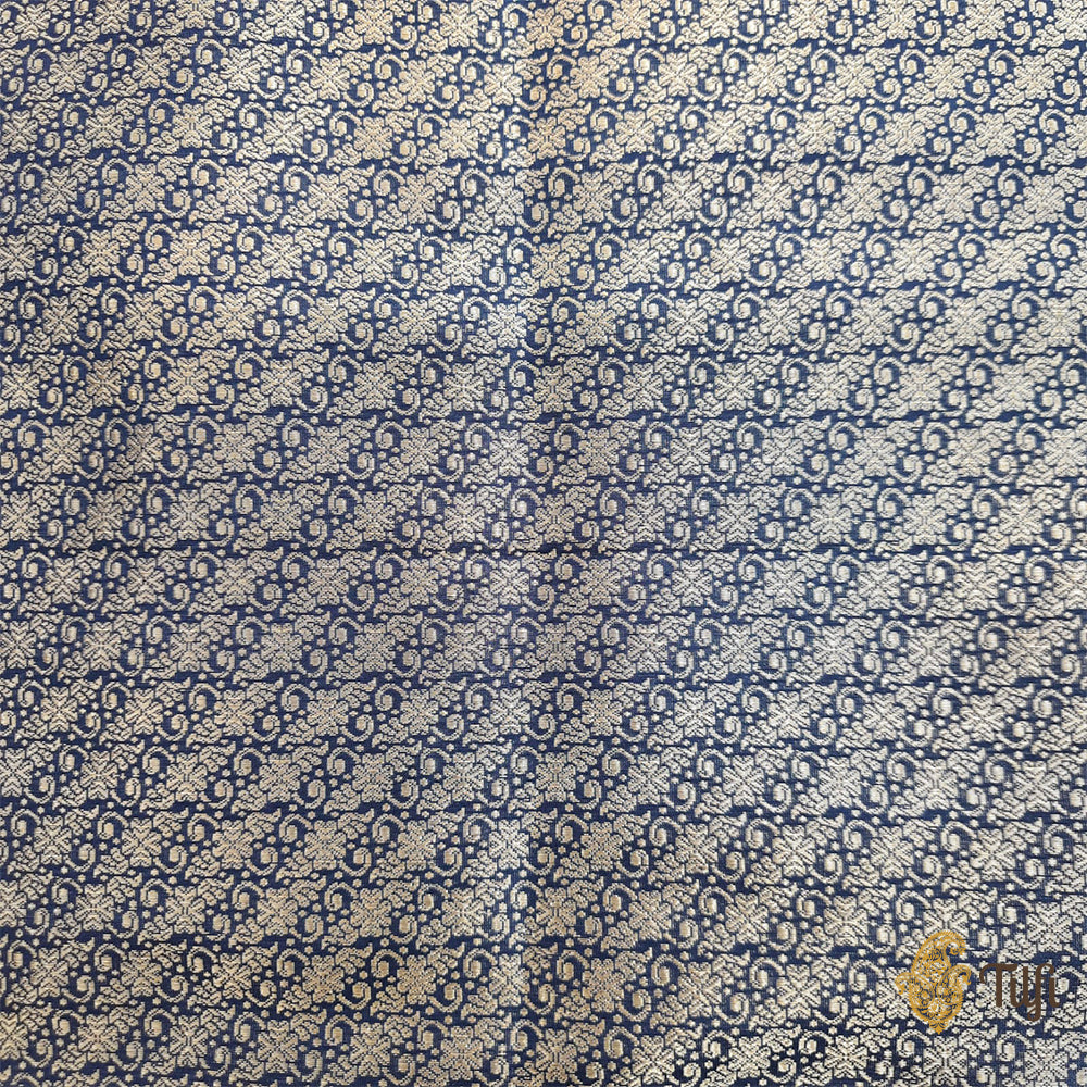 Pre-Order: &#39;Charulata&#39; Powder Blue Pure Katan Silk Banarasi Heritage Handloom Saree
