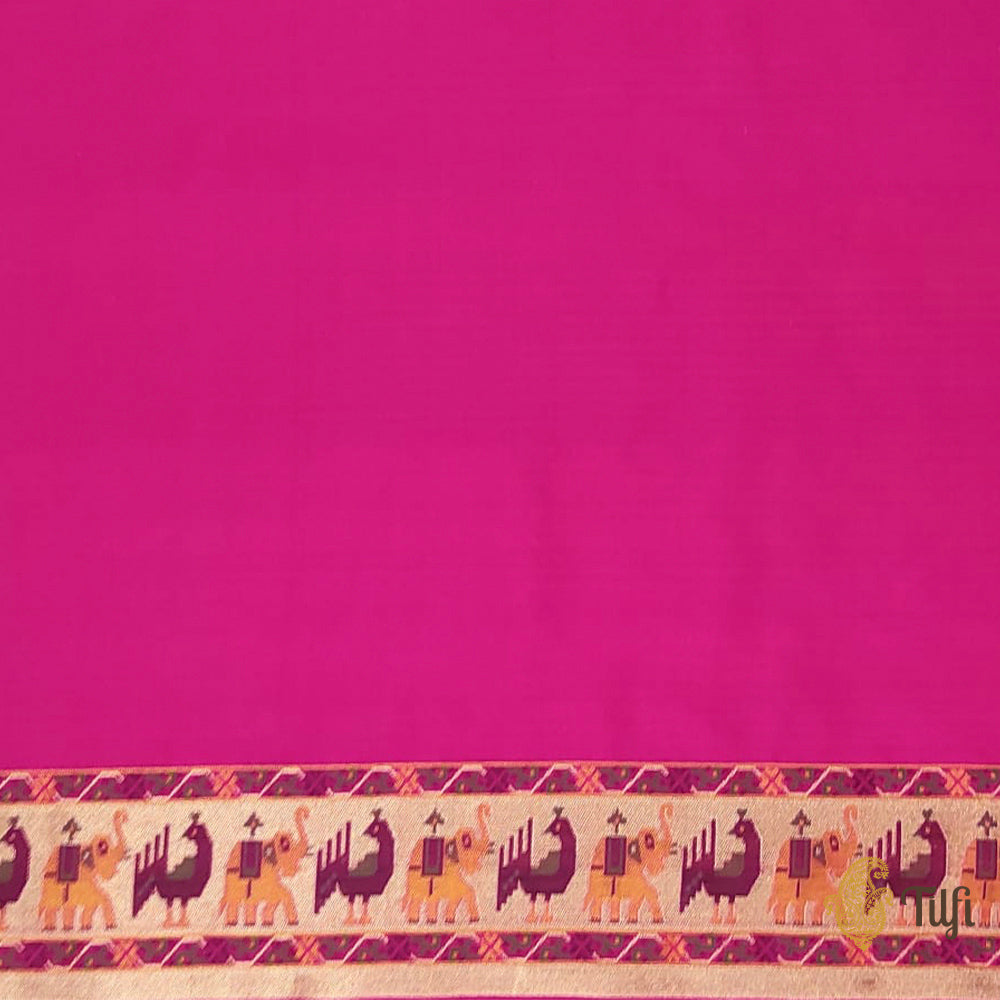 Red-Rani Pink Pure Katan Silk Banarasi Handloom Patola Saree
