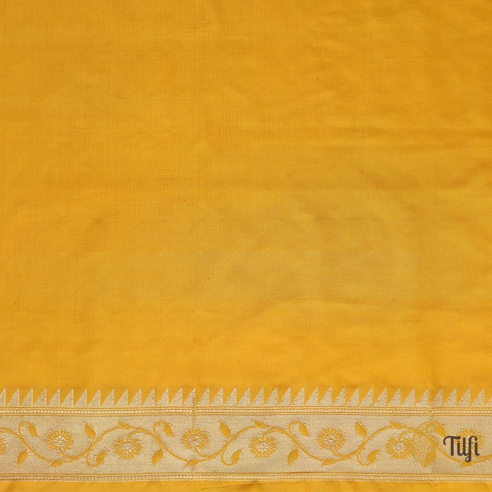 Magenta Gold-Yellow Pure Katan Silk Polka Dots Banarasi Handloom Saree
