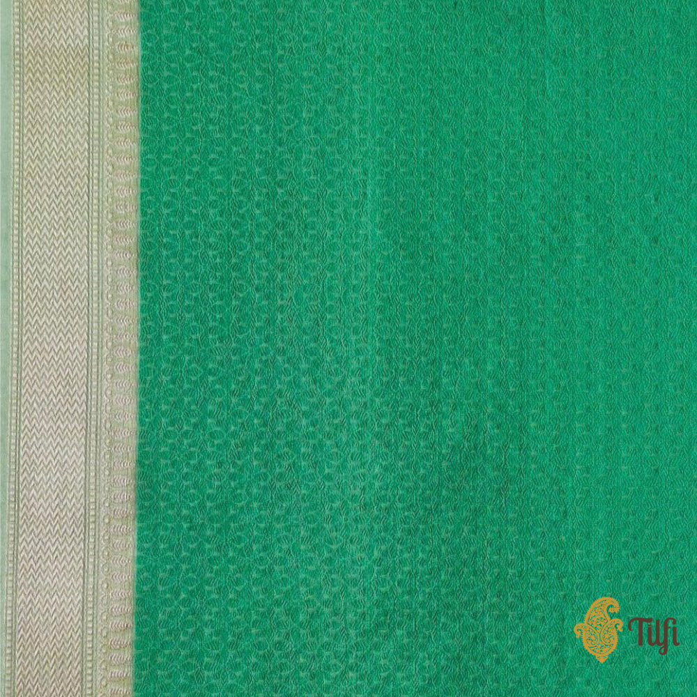 Aqua Green Pure Kora Silk Handwoven Banarasi Saree