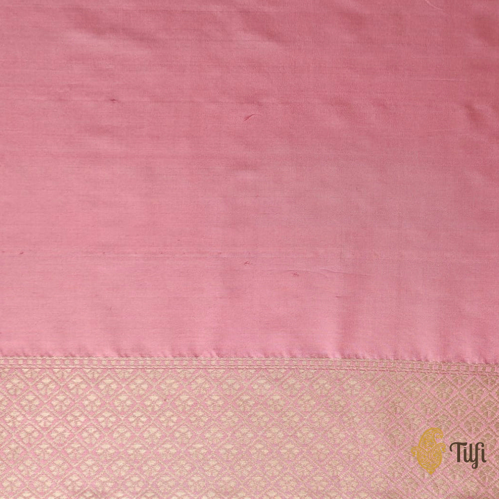 &#39;The China Rose&#39; Pink Pure Katan Silk Banarasi Handloom Saree